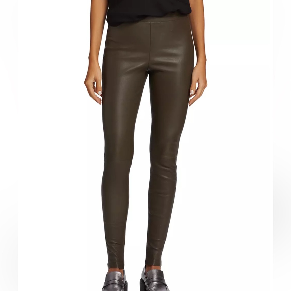 NWT Theory Dark Thyme Leather Leggings